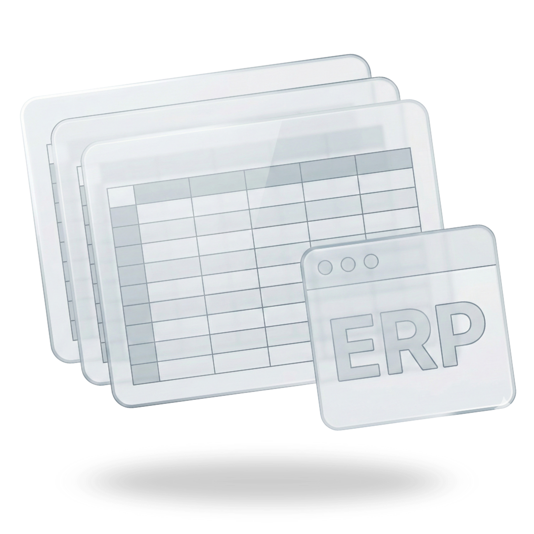 Planilhas, sistemas genéricos ou ERPs engessados.